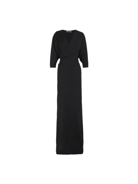 Jedwabna długa sukienka maxi Cortana czarna