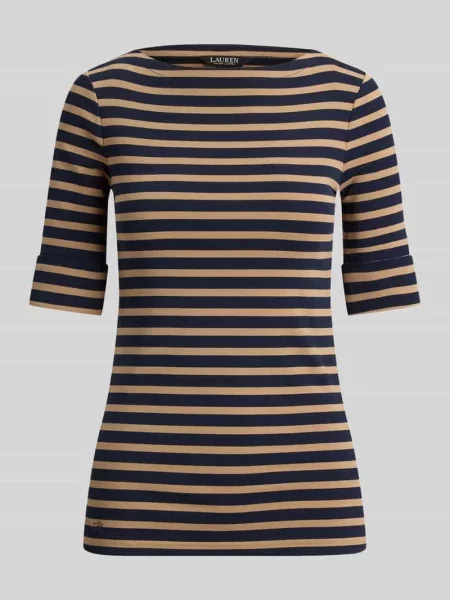 T-shirt o kroju slim fit z mieszanki bawełny Lauren Ralph Lauren granatowa