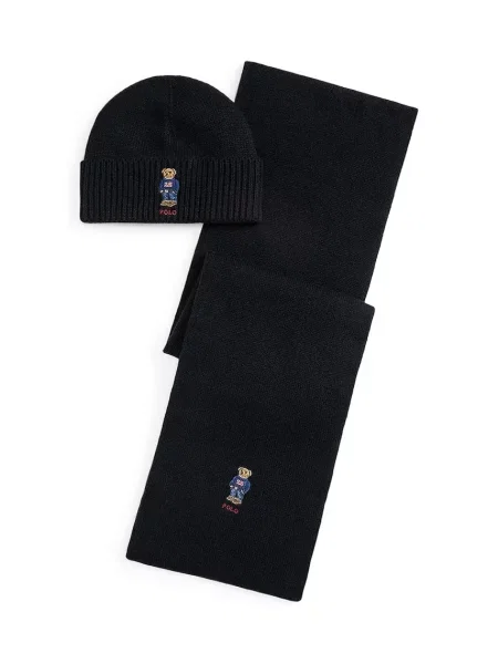Kapa in šal z dodatkom volne Polo Ralph Lauren črna