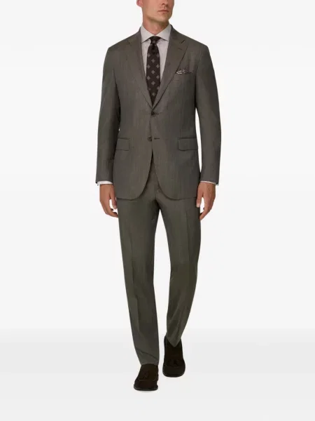 Costum Boggi Milano de lână cu model herringbone maro