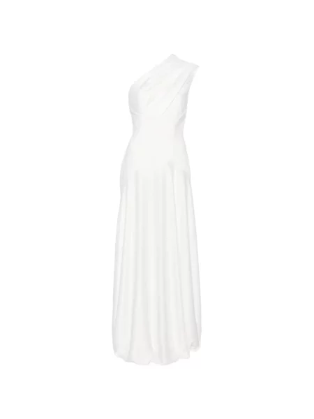 Drapírozott félvállas maxi ruha Solace London fehér