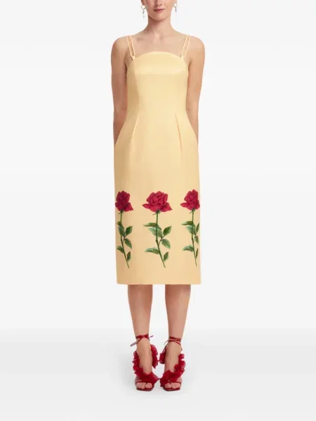 Rochie Leo Lin cu model floral de costum galben