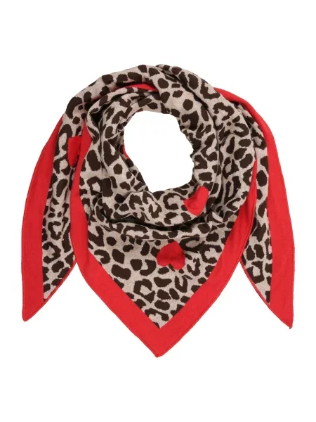 Zwillingsherz Fular bej / roșu negru