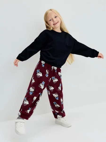 Sinsay Fleeceké jogger kalhoty Hello Kitty červená
