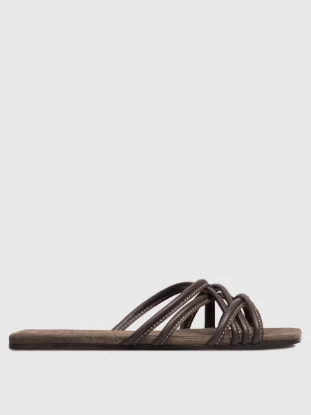 Кожаные шлепанцы Brunello Cucinelli коричневые