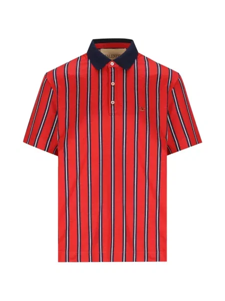 Tricou polo Valentino Garavani cu dungi cu imagine roșu