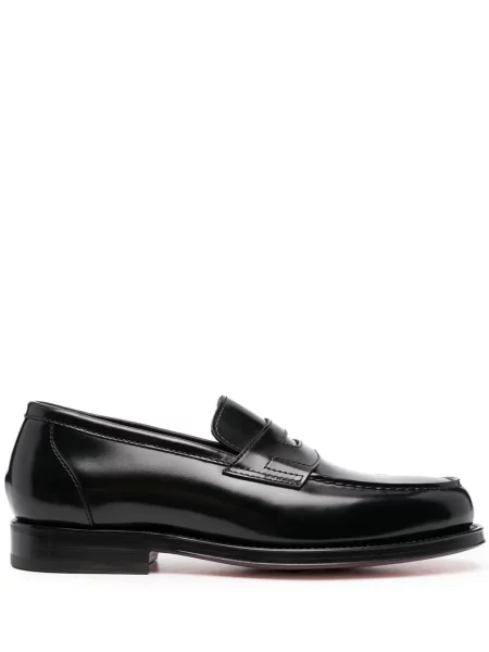 Pantofi loafer Santoni din piele slip-on negru