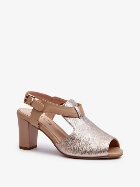 Кожени сандали Boto с висок ток кафяво