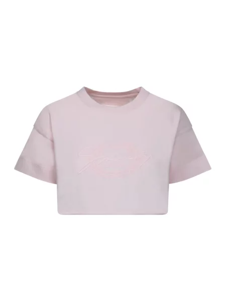 Haftowana koszulka Givenchy o skróconej długości różowa