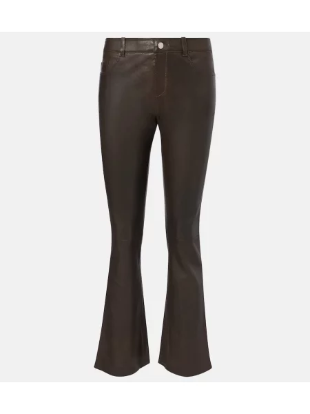 Pantaloni Stouls din piele evazate maro