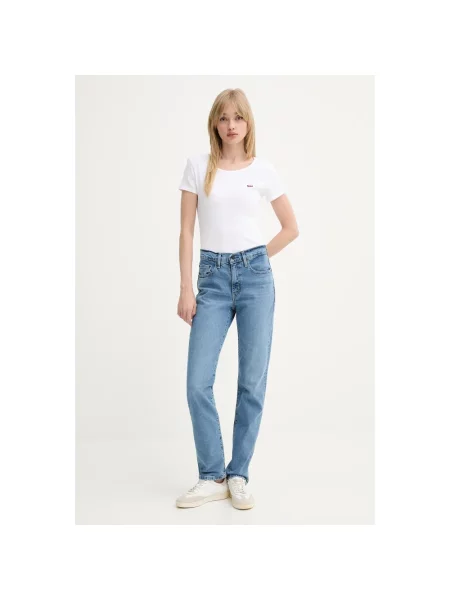 Levi's jeansy HIGH RISE STRAIGHT niebieski