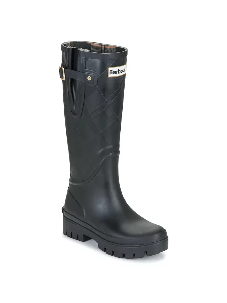 Kockované čižmy nad kolená Barbour čierna