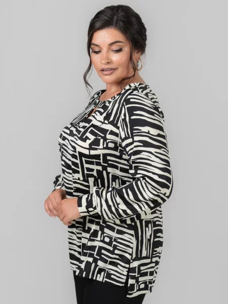 Блуза All Posa страйп сатин білий