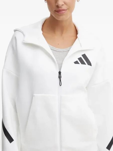 Geacă cu puf Adidas cu dungi cu glugă negru