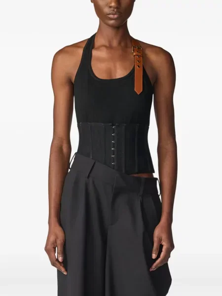 Cu centură top Monse cu gât halter negru