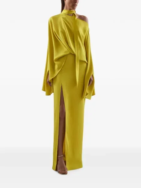 Rochie maxi Taller Marmo cu legături galben