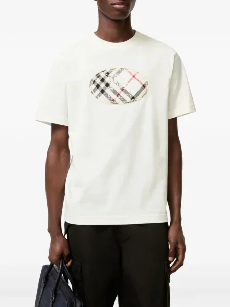 Tricou Burberry în carouri alb