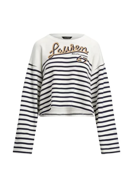 Top Lauren Ralph Lauren cu dungi cu autograf alb