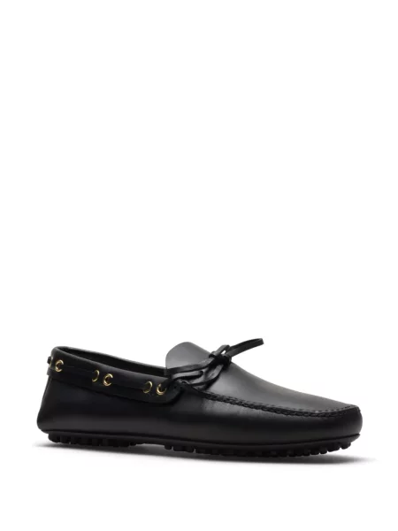 Kožené loafers Car Shoe s mašlí černé