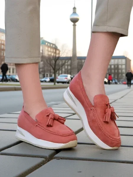 Mokasíny Resti na klínovém podpatku bílé