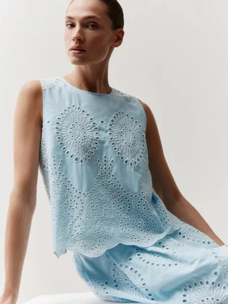 More & More Bluzka Kobiety wypukły wzór tkaniny 34 niebieski