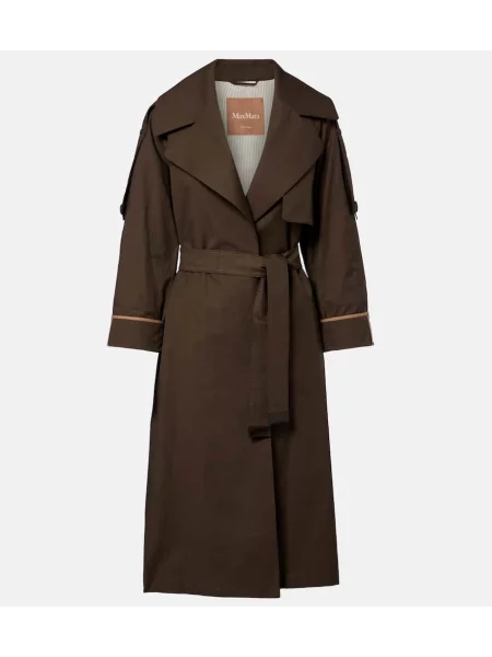 Trenci Max Mara din țesătură twill verde