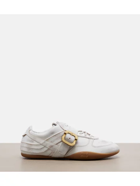 Sneakerși Miu Miu din piele alb