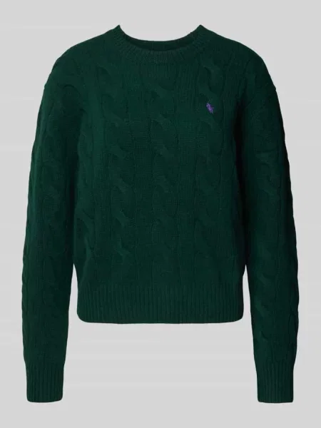 Sweter z kaszmiru ze ściegiem warkoczowym Polo Ralph Lauren zielony