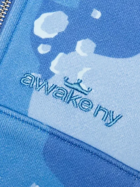 Hanorac cu glugă Awake Ny cu broderie albastru