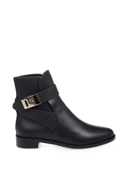 Cizme scurte Ferragamo cu cataramă negru