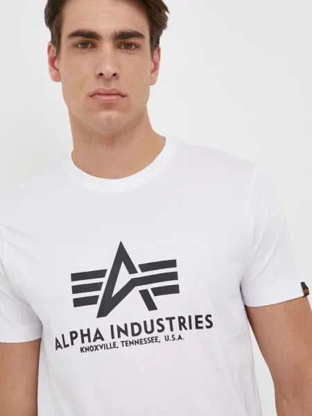 Tričko Alpha Industries s potiskem bílá