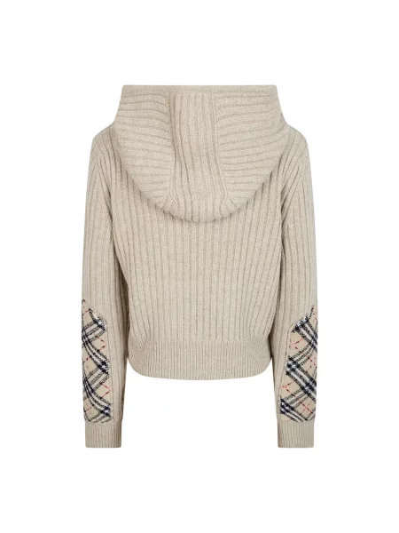 Bluza z kapturem Burberry wełniana z kapturem beżowa