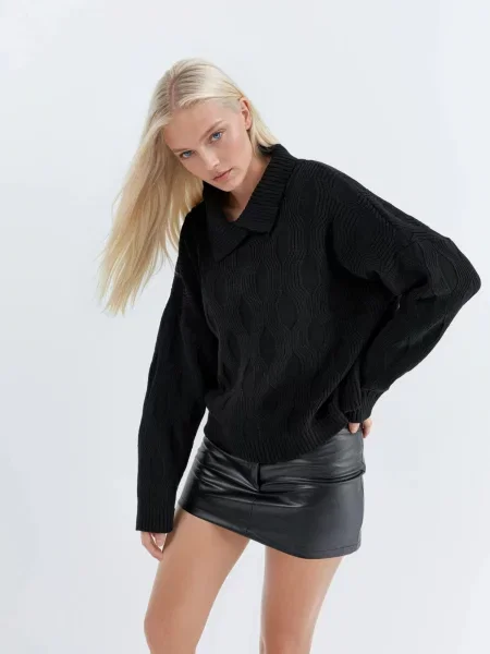 My fashion Pulover Pullover' črna