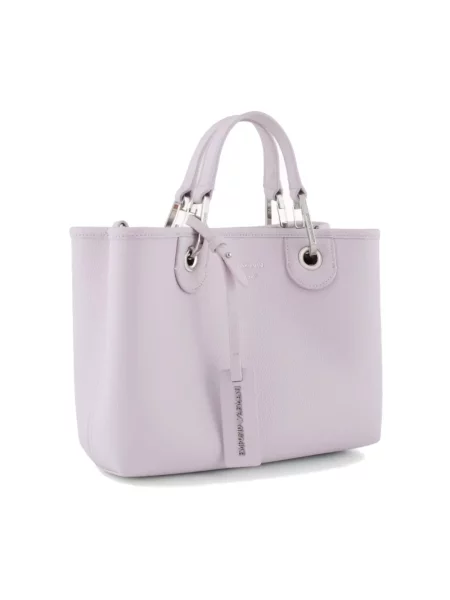 Lniana shopperka Emporio Armani fioletowa