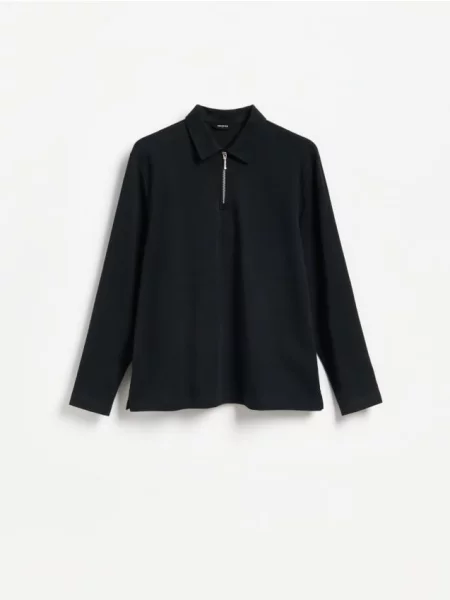 Reserved Tricou polo slim cu negru