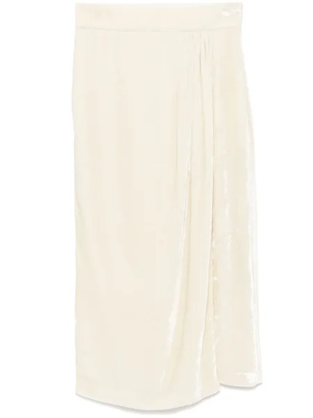 Fustă midi Blumarine de catifea până la genunchi alb