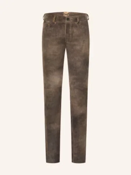 Beckert Spodnie Skórzane Costa Slim Fit braun