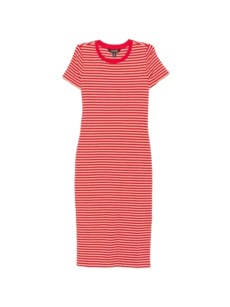Rochie Lauren Ralph Lauren cu dungi tricotate roșu