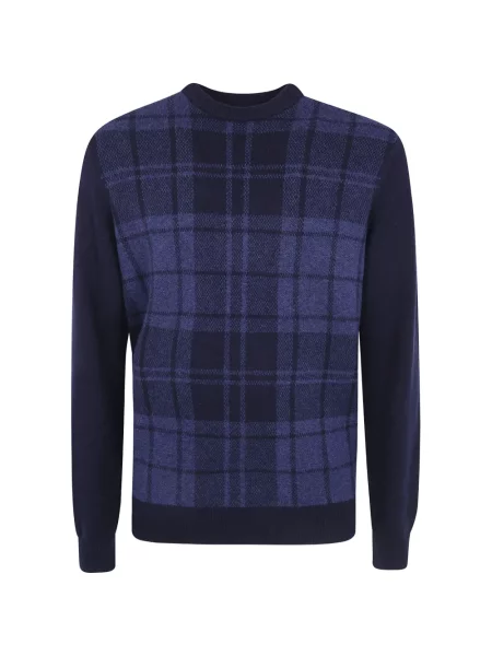 Pulover Barbour de lână în carouri albastru