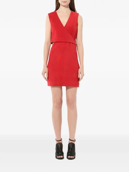 Rochie Balmain din piele plic roșu