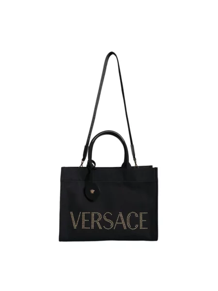 Torebka skórzana Versace skórzana z autografem czarna