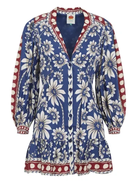 Rochie Farm Rio cu model floral de costum albastru