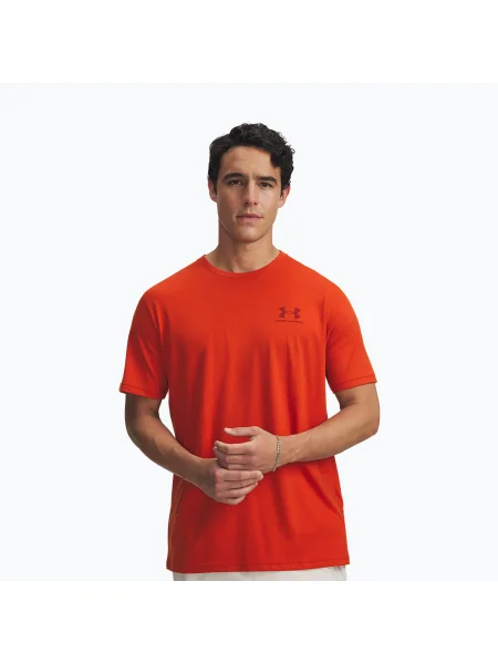 Tricou pentru bărbați Under Armour Sportstyle Left Chest surplus orange/cinna red roșu