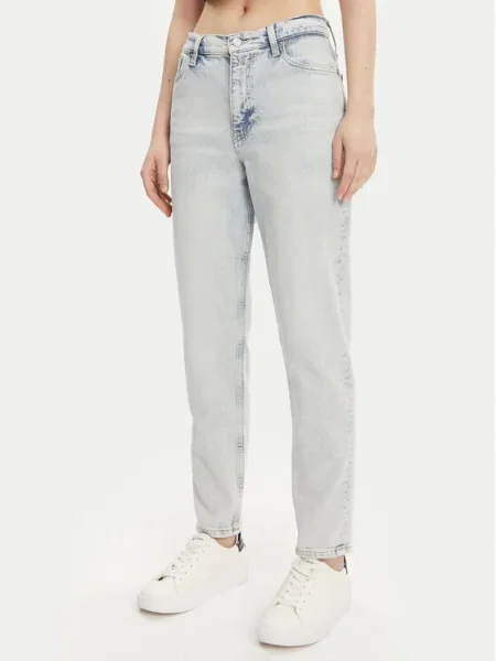 Дънки Calvin Klein Jeans с висока талия синьо