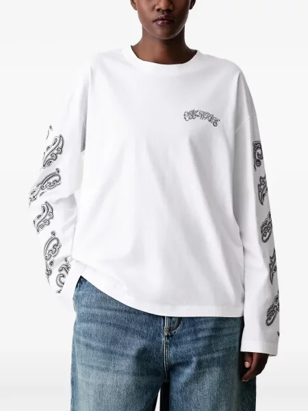 Długa koszulka Off-white z nadrukiem z wzorem paisley biała
