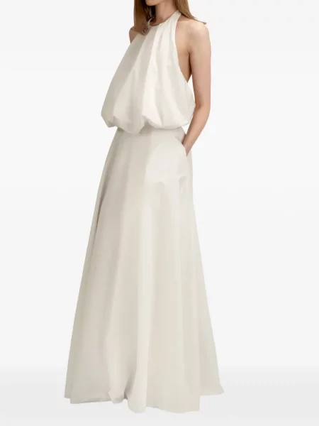 Rochie maxi The Arkow cu gât halter alb