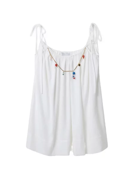 Rochie mini Stella Mccartney cu legături cu bretele alb