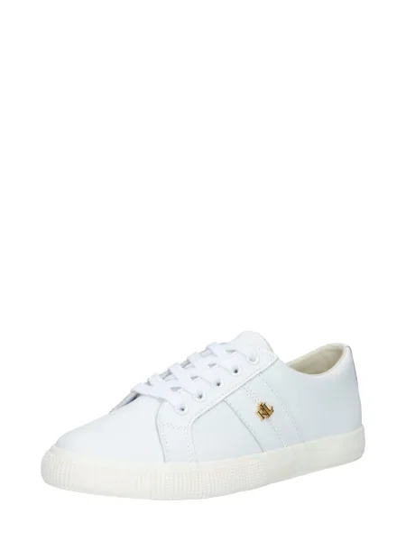 Botine Lauren Ralph Lauren din piele cu toc plat alb