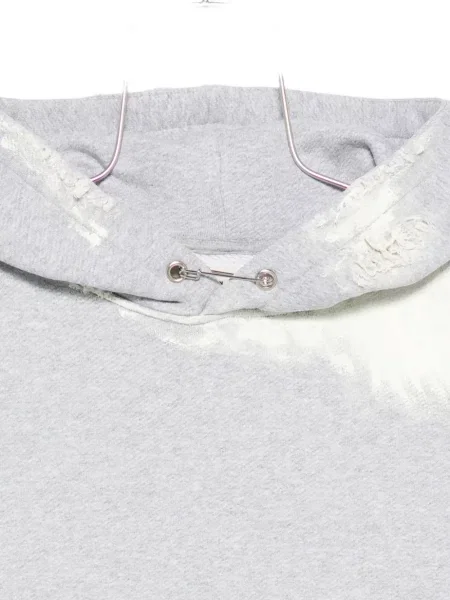 Majica s kapuljačom Stay Human On Earth s izlizanim efektom siva