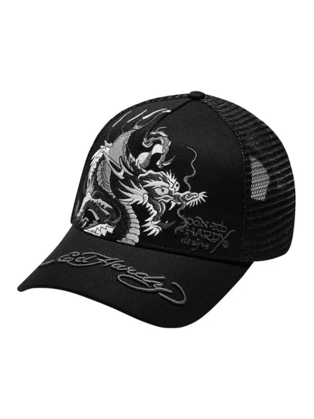 Czapka z daszkiem Ed Hardy z twillu czarna